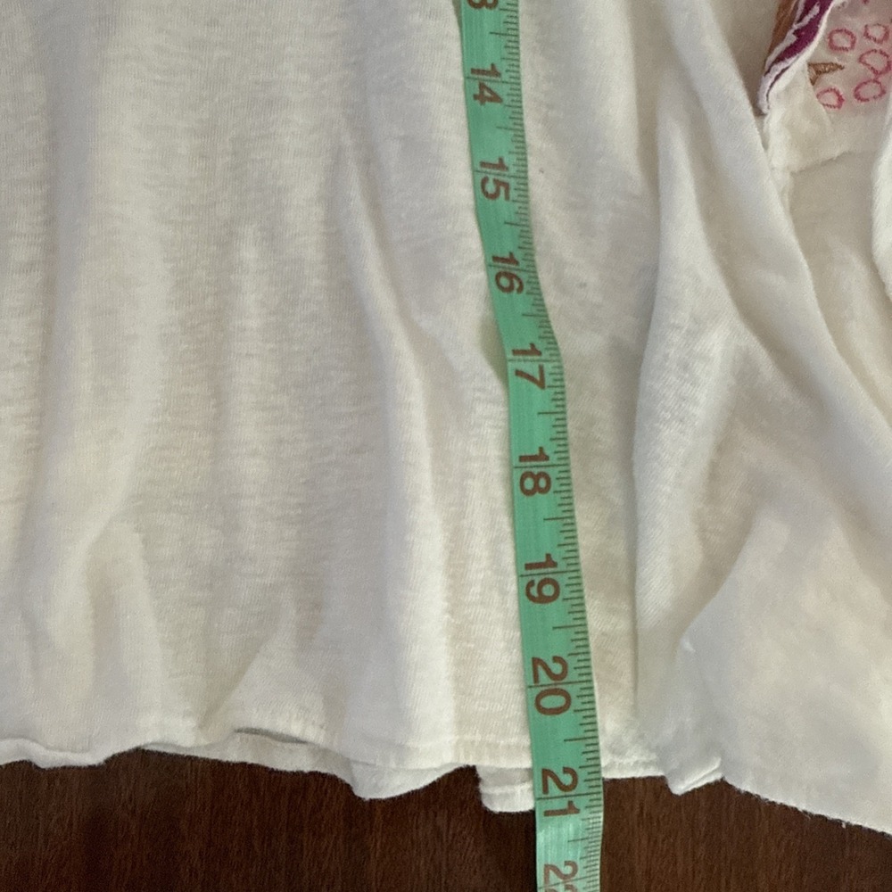 Free People Love Letter Embroidered Top Women's Size CS Oversized Boho Ivory - Picture 10 of 12